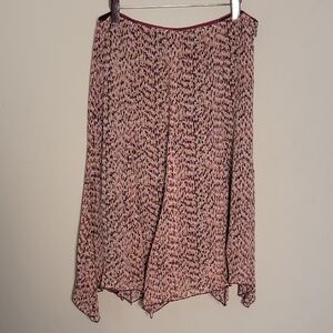 Tapemeasure Pink Patterned Handkerchief  Hem Skirt Sz 14